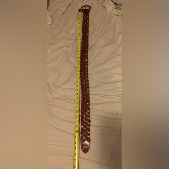 Old Navy Ladies Brown Leather Braided Woven Studded Boho Belt Sz M/L